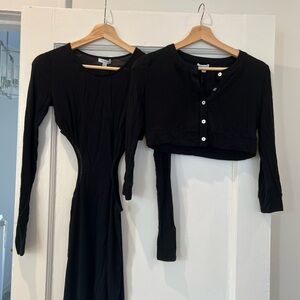 WeWoreWhat Black Long Sleeve Cut-Out Dress and matching cropped cardigan